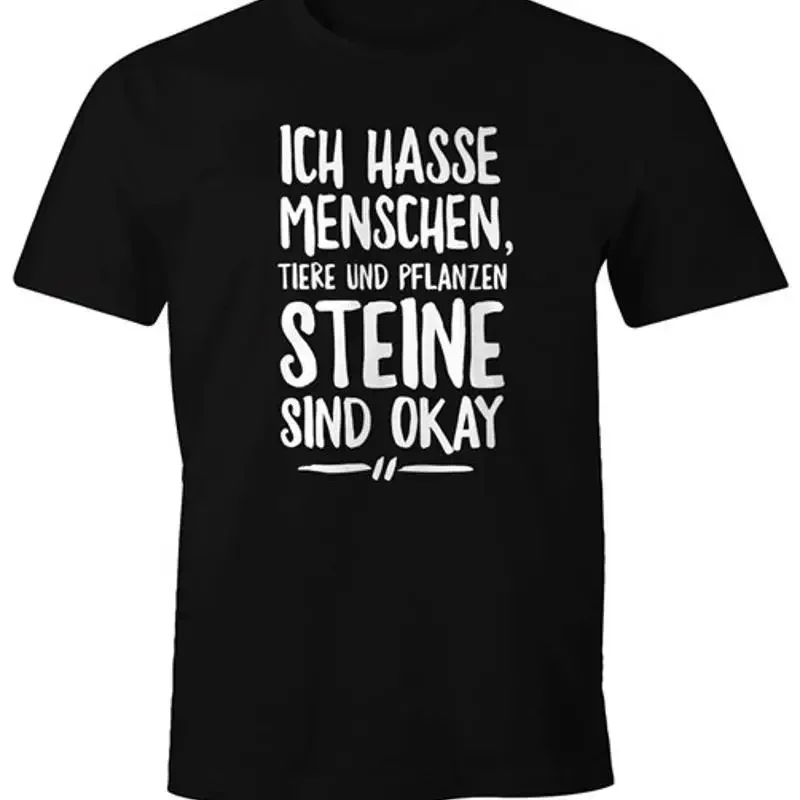 Mens T-Shirt I Hate People Animals and Plants Stones Are Okay Saying