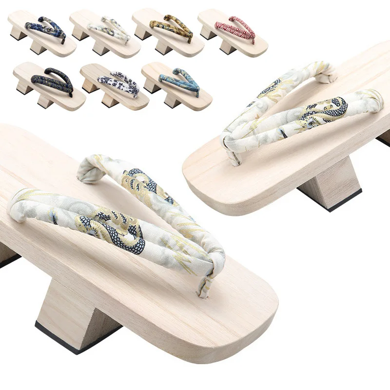

2026 New Summer Men's Japanese Style Two-Tooth Geta, Dragon Thick Sole Wooden Flip Flops Cosplay Casual Indoor Outdoor Sandals