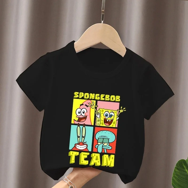 Hot Selling SpongeBob SquarePants Patrick Star Print Children's Printed Cotton T-shirt Funny Girls' Clothes Boys' Comfortable