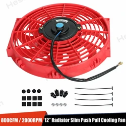 Ventilador de condensador Universal Delgado, radiador eléctrico de alto rendimiento, Push Pull, 12V, 80W, Kit de montaje, 2000 RPM, Color Rojo