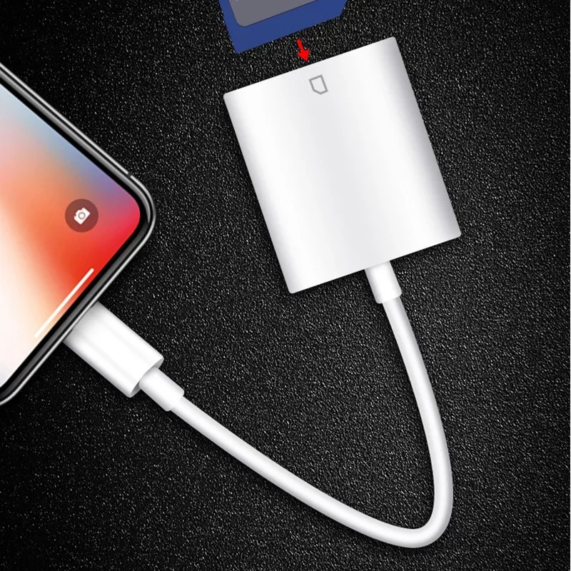 Lighting To SD Card Reader Adapter for IPhone 14 13 12 11 Pro Max Mini XS XR X IPad Otg Micro SD TF Memory Card Reader Connector