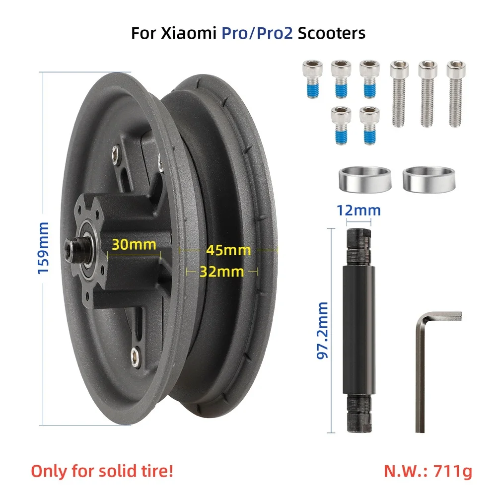 

8.5 Inch Gray Rear Wheel Hub For Electric Scooters Fits Model 1S Two Piece Build For Scooters With 8.5 Inch Solid Tires
