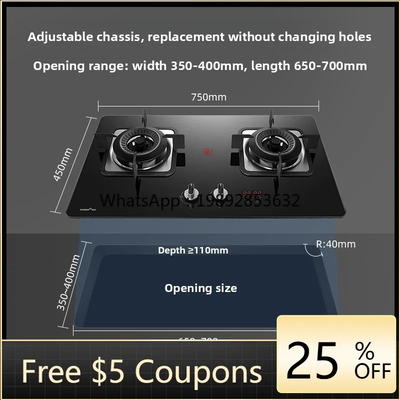 

ZZ Timed Stove Gas Household Double Burner New Natural Gas Stove