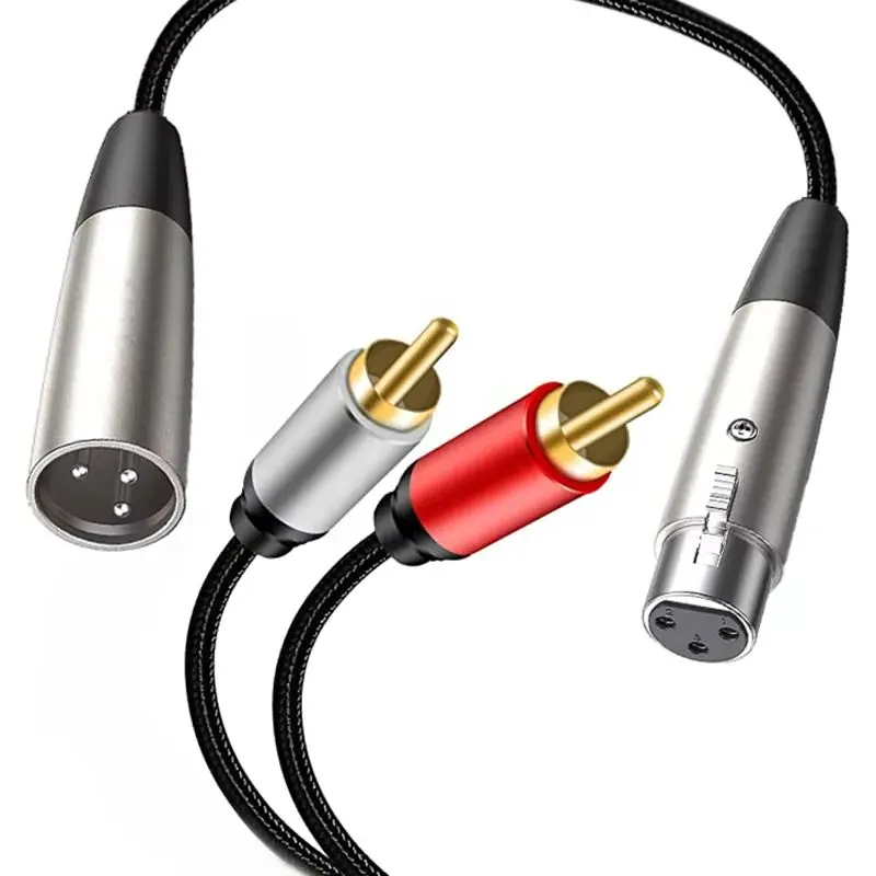 3Pin XLR to Dual RCA Y Splitter Patch Cable 2RCA to XLR Male/Female Stereo Audio Interconnect Cable for Microphone Speaker Mixer