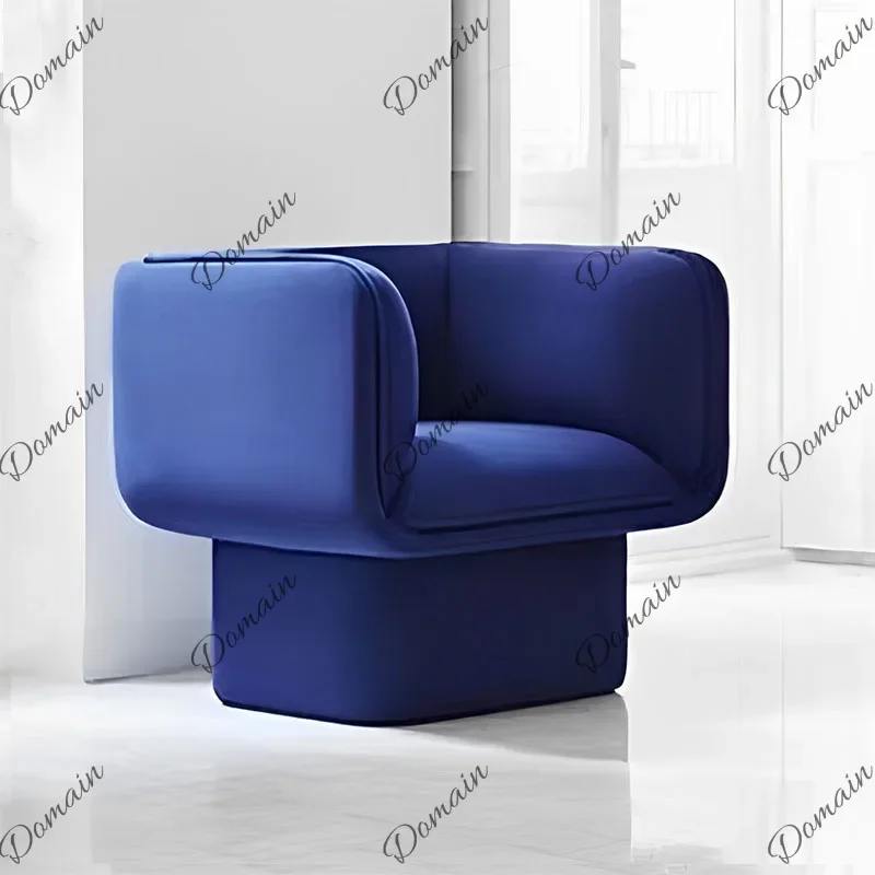 T81 Modern Light Luxury Designer Klein Blue Velvet 3-Seater Sofa Single Chair For Small Apartment Living Room