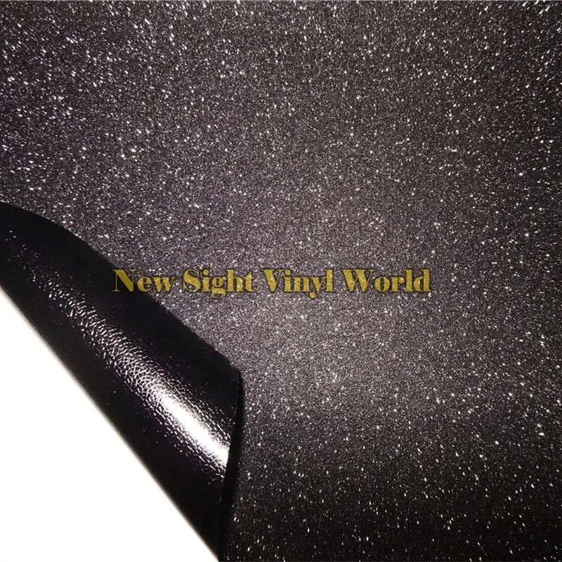 High Quality Black Sparkle Glitter Sand Vinyl Film Roll Wrap Air Free Phone Laptop Computer Skin Cover Size:1.52x28m/Roll