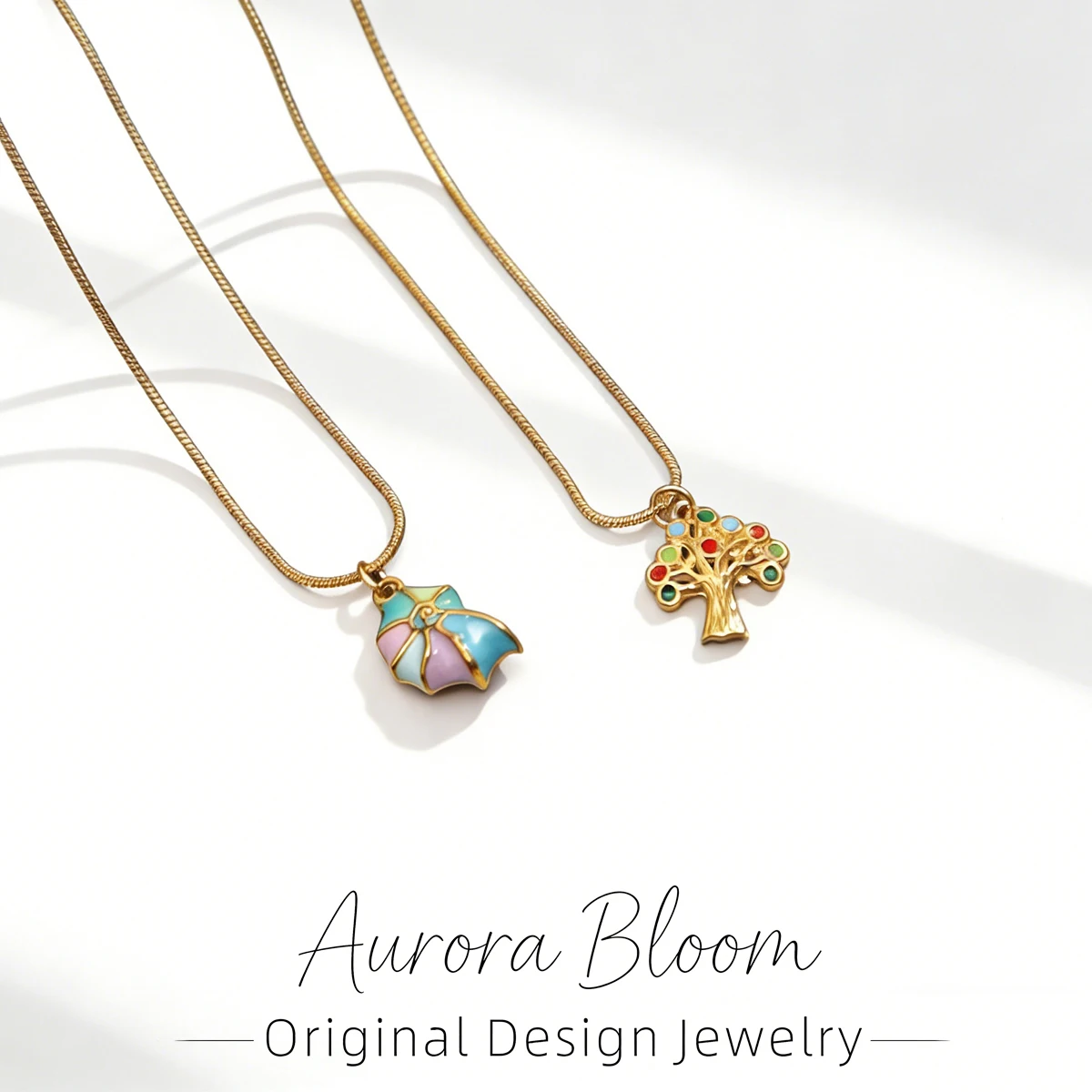 

AURORA Fashion Enamel Tree Of Life Pendant Necklaces For Women's Choker Necklaces Trend Women's Stainless Steel Necklace Jewelry