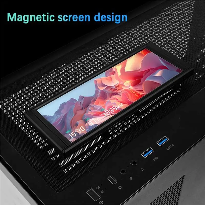 TROFEO VISION LCD 6.86-Inch Full-Color Display USB Smart Case Secondary Screen 1280X480 Resolution Magnetic Design Black