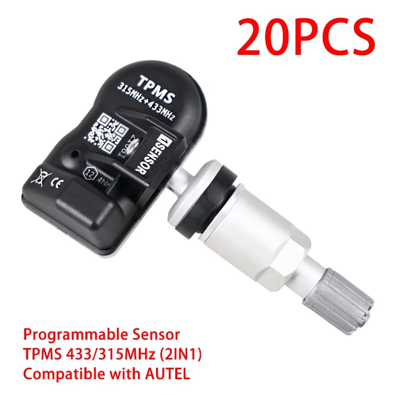 

Programmable Sensor 315/433MHz 2in1 TPMS Metal Tire Pressure Sensor Universal Unlimited Edit Compatible For AUTEL Tools