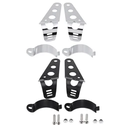 1 Pair Motorcycle Headlight Clamps Brackets Tube Clamp Mount Kit for Chopper Cafe Racer fork tube size betweem 33mm to 43mm