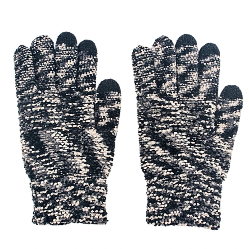 Women Men Winter Autumn Knitted for Touch Screen Gloves Warm Thermal Colorful Dye Chenille Elastic Cuff Texting Outdoor Ski