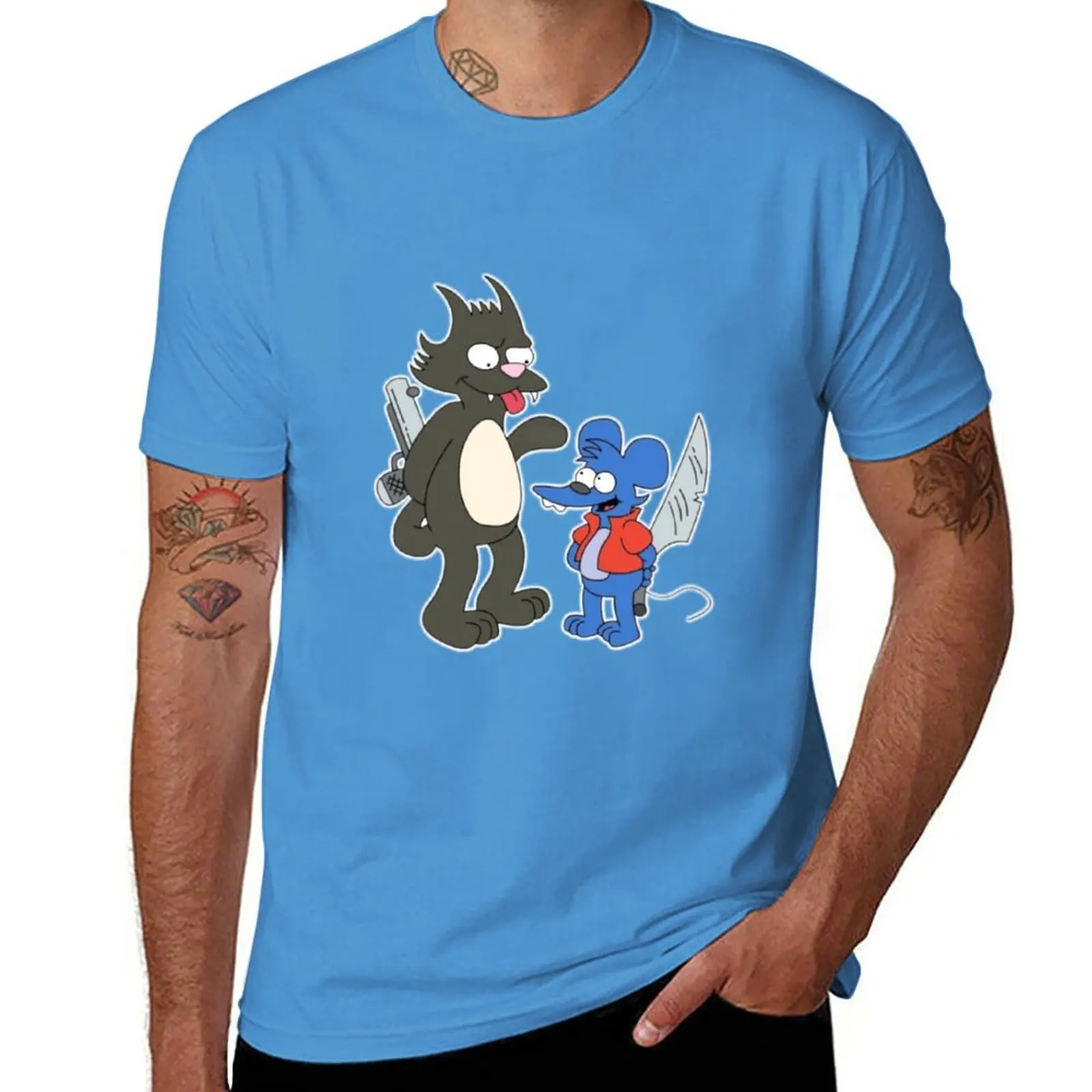 New Itchy & Scratchy Art T-Shirt plain t-shirt tees Men's t-shirts