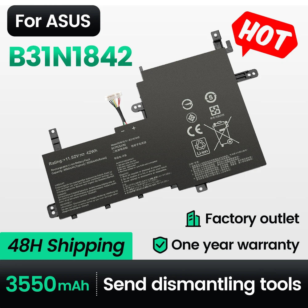 

Keyuan B31N1842 Battery 15 F513EP|K513E|KM513UA For ASUS M513IA|S513EA|S531F|S533UA VivoBook X513EA|X531FA Free Tool