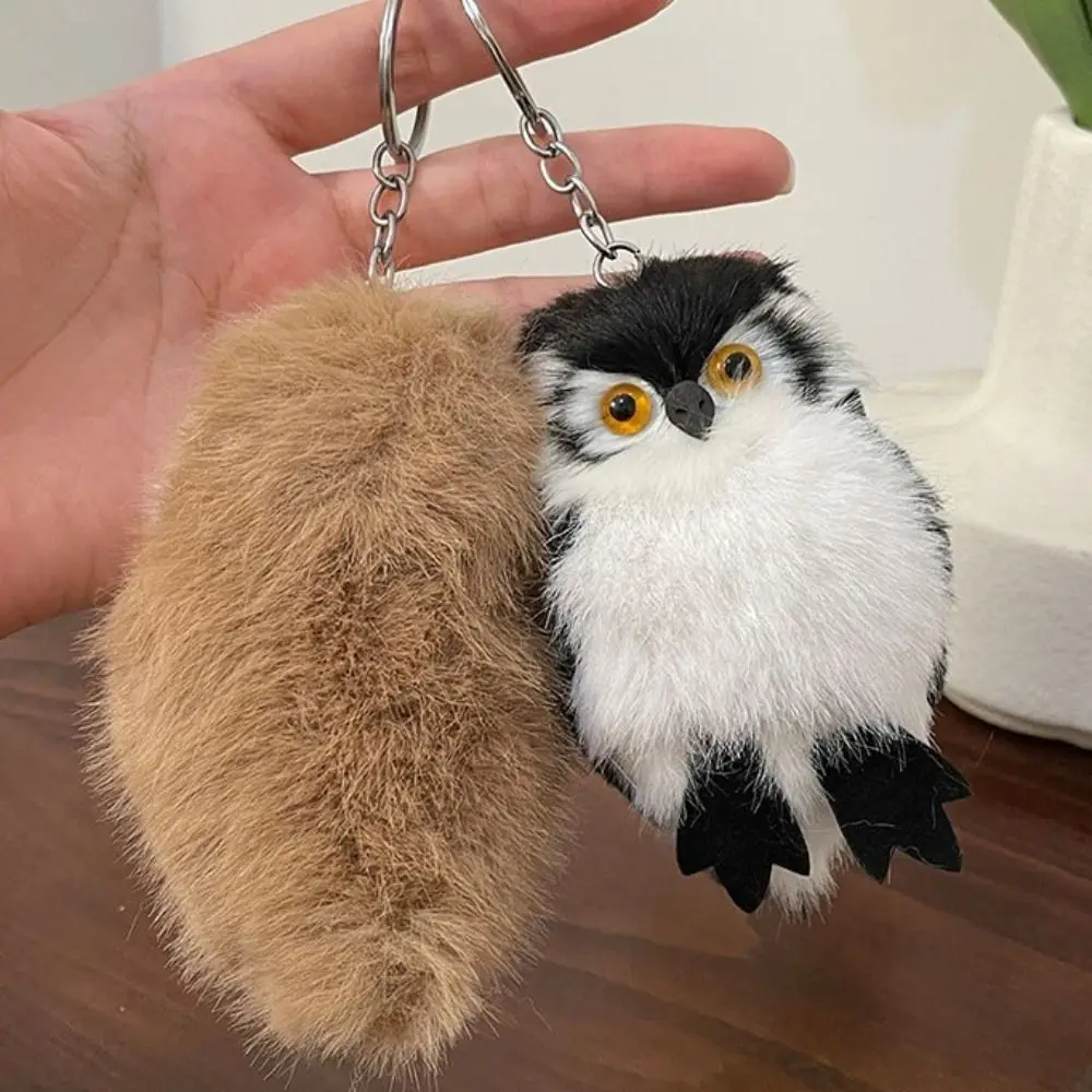 New Cartoon Cute Owl Fur Pendant Keychain Plush Jewelry Owl Fur Ball Caterpillar Bag Ornament Mini Plush Keychain