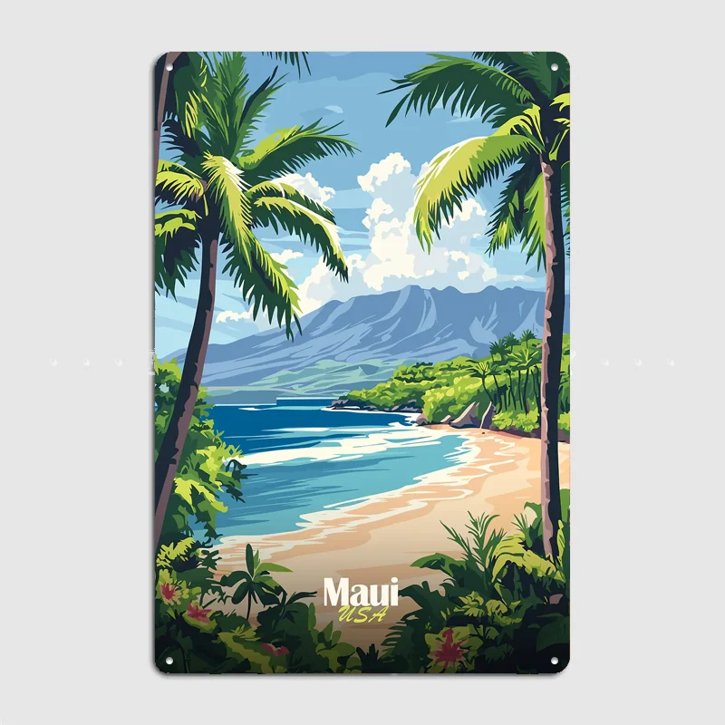 Maui Beach Scenery Travel Poster Metal Sign Life Wall Custom Bedroom Indoor Home Wall Decor Posters Room Decoration