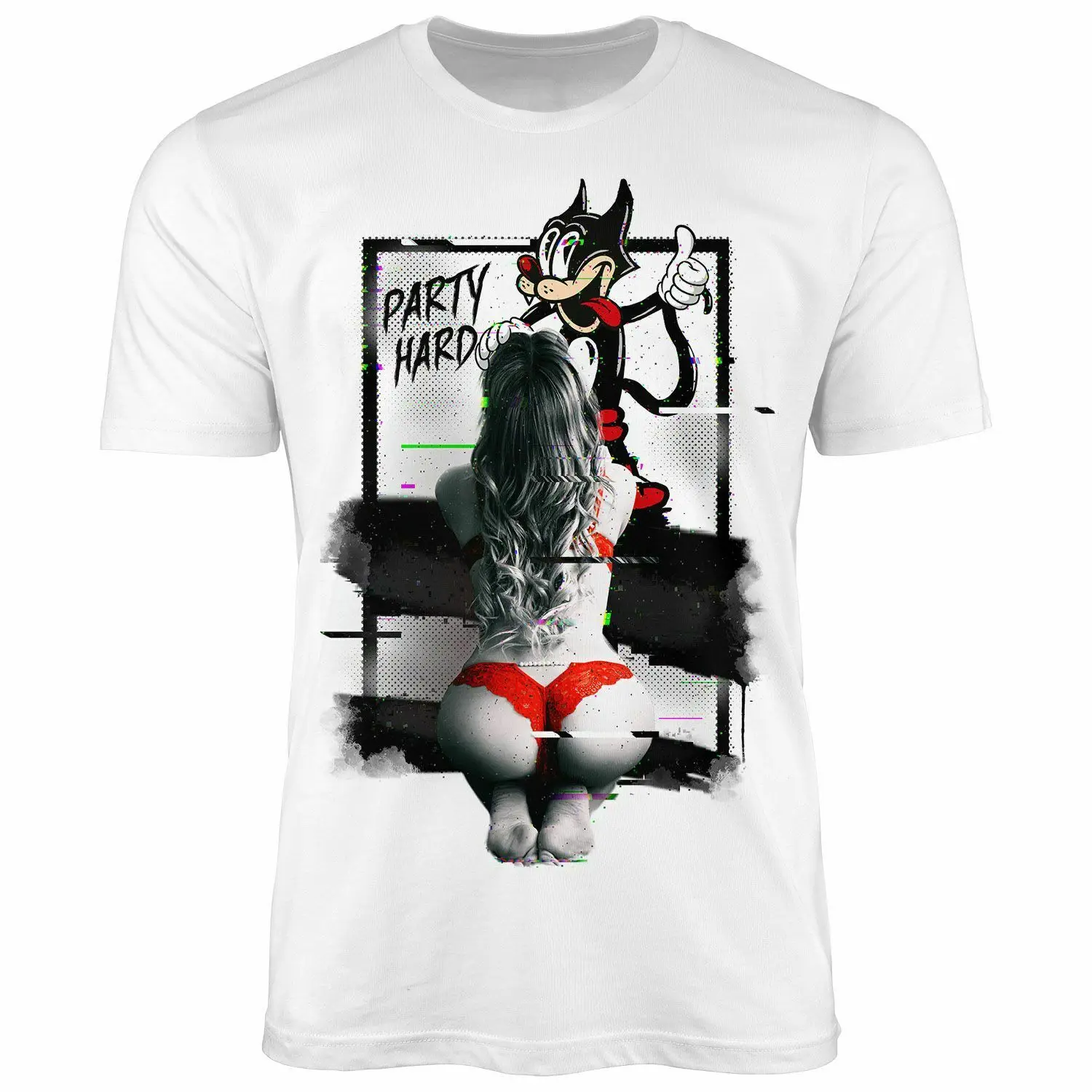 Comic Cat Sexy Girl Party Funny Humor T Shirt. New 100% Cotton Short Sleeve O-Neck T-shirt Casual Clothing Mens Top