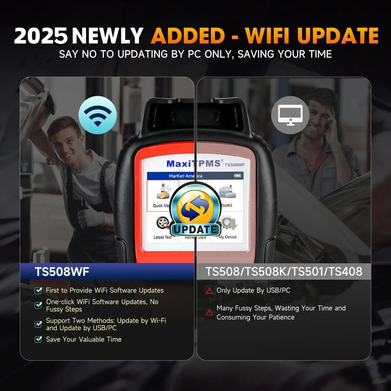 2025 Autel TS508WF TPMS MX-sensor 315/433MHz herramienta de servicio de programación WiFi de diagnóstico de coche programa de reparación de neumáticos activar volver