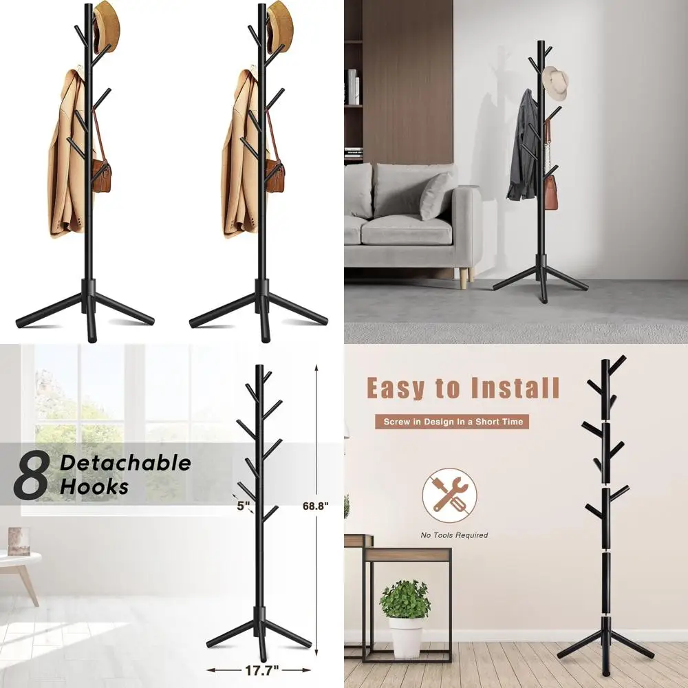 

Двухуровневая вешалка для одежды с 8 крючками, регулируемая по высоте, для одежды, головных уборов и сумок — идеально подходит для прихожей, спальни, коридора и