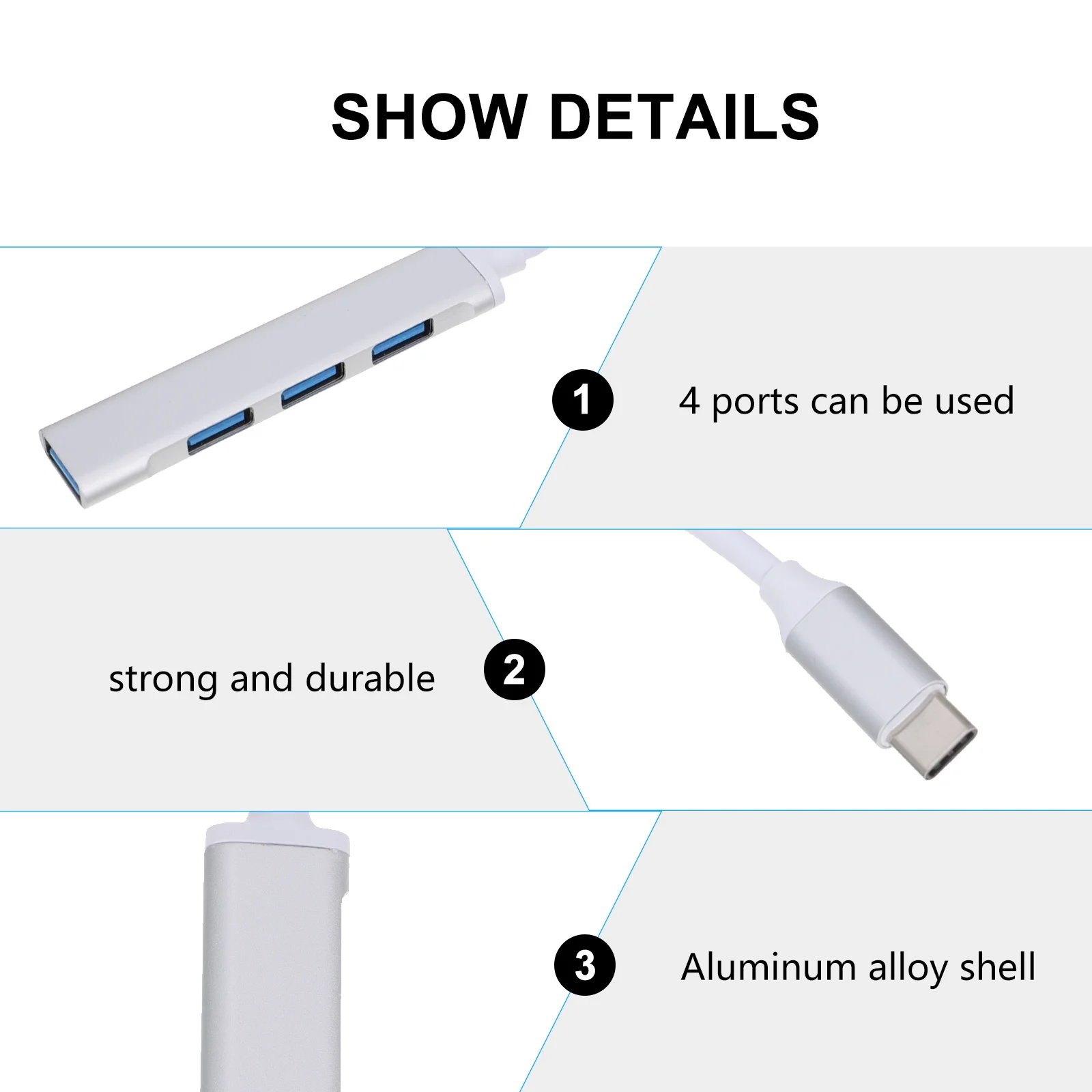 

Type-C To Usb 3.0 2.0 Aluminum Alloy Multi-Port Data Hub For Laptop Portable Hard Drive Printer Flash Drive Usb Hub Expansion