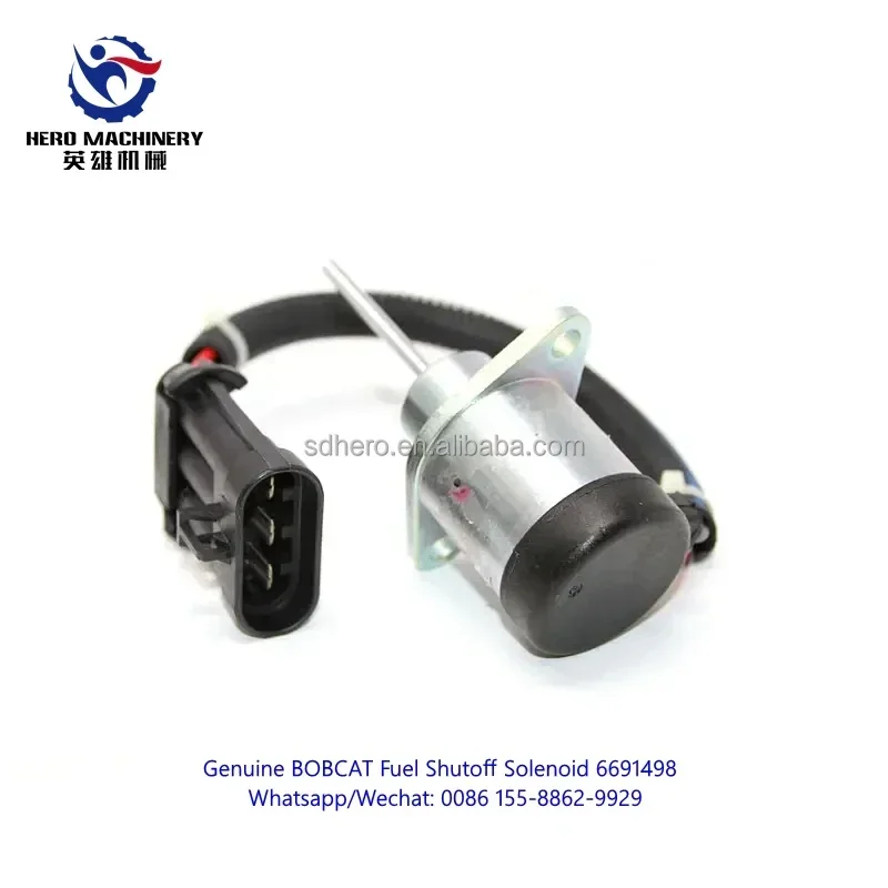 BOBCAT Parts 6691498 6684826 Fuel Shutoff Solenoid for Skid Steer Loaders S130 S150 S160 S175 S18 S185 S205 S450 S510 S530