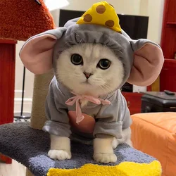 Funny Big Eared Mouse Cats Clothing Winter Warmth Cosplay Fantasia Cute Pet Divertidly Dog Cat Costume Habit Chat Pet Products