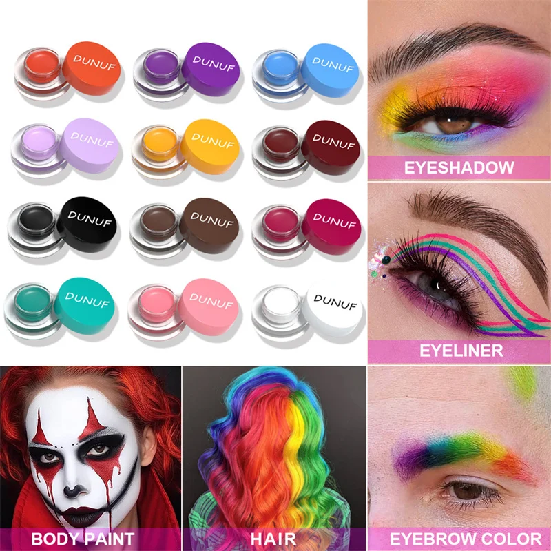 

12 Colors Face&Body Paint Waterproof Cream Eyeshadow Eyeliner Matte Lip Gloss Eyebrow for Makeup