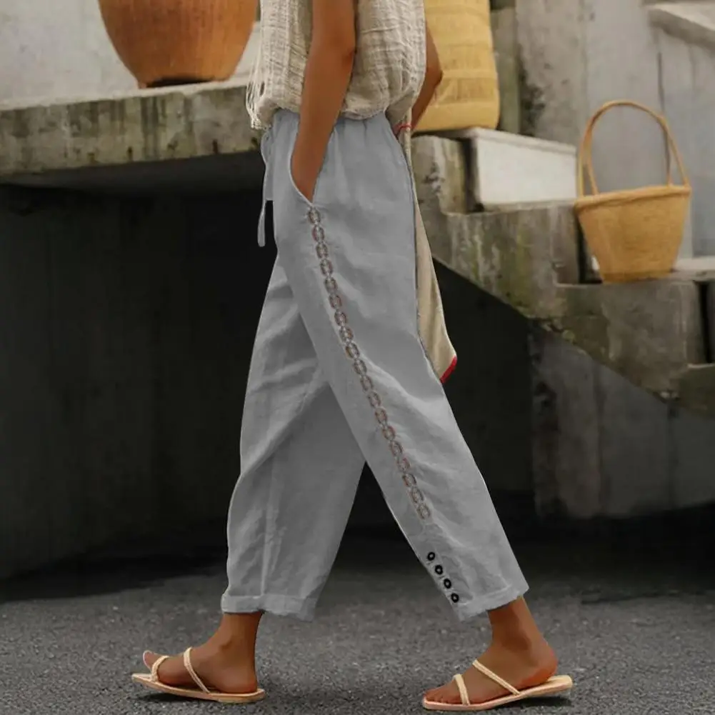 Women Pants Lightweight Breathable Versatile Trousers with Adjustable Elastic Waist Convenient Pockets Women Jogger Pants
