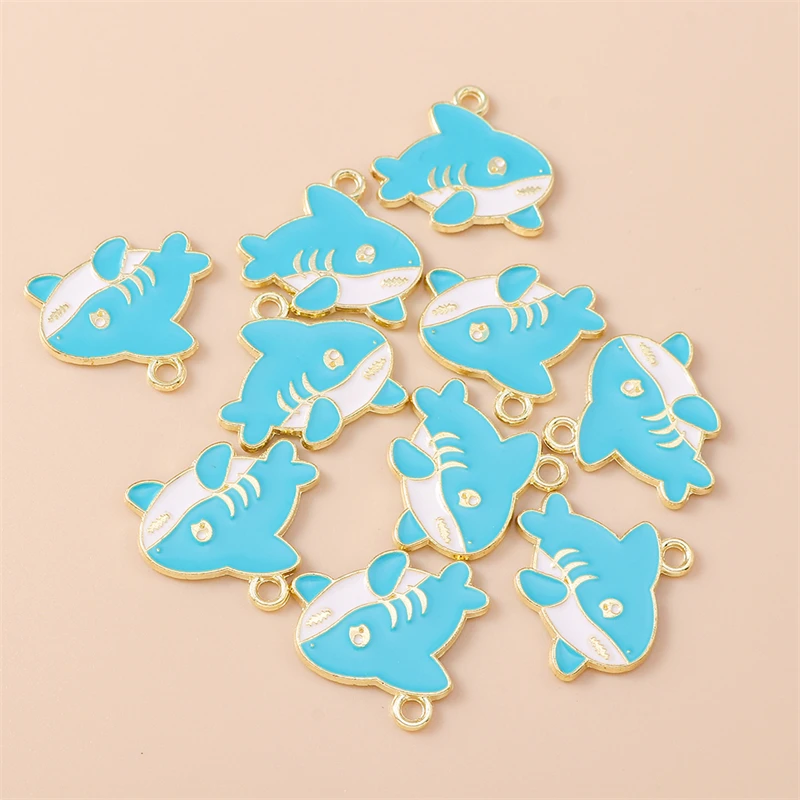 20 Stück 20 x 18 mm Cartoon-Emaille-Tierhai-Charms-Anhänger für Schmuckherstellung, Halsketten, Ohrringe, Armbänder, DIY-Bastelzubehör – Detail 6