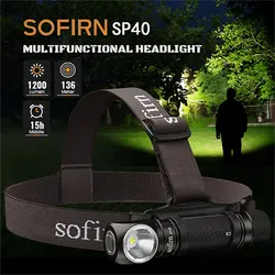 Sofirn SP40 XPL 5300K LED EDC Lampada frontale 18650 Lampada frontale ricaricabile 1200lm Torcia da pesca all'aperto luminosa con tappo posteriore magnetico