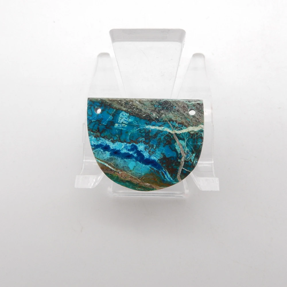 

Natural Serpentine Chrysocolla Double Hole Pendant Bead,Semiprecious Stone Pendant