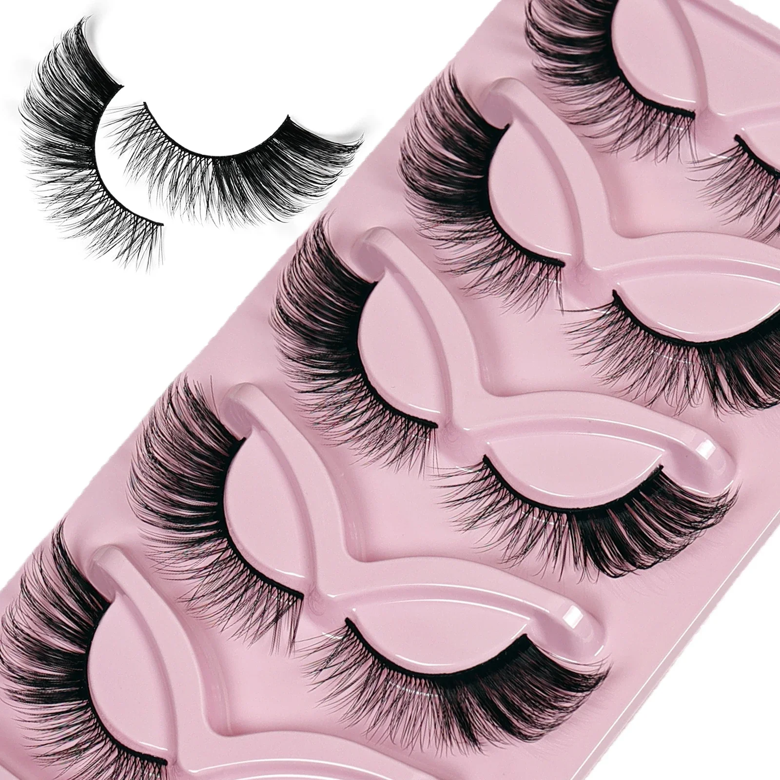 5 คู่ขนตาปลอม 6D Super Fluffy Wispy ขนตาปลอม Cat/Fox Eye Effect Dramatic Lashes ขนตา