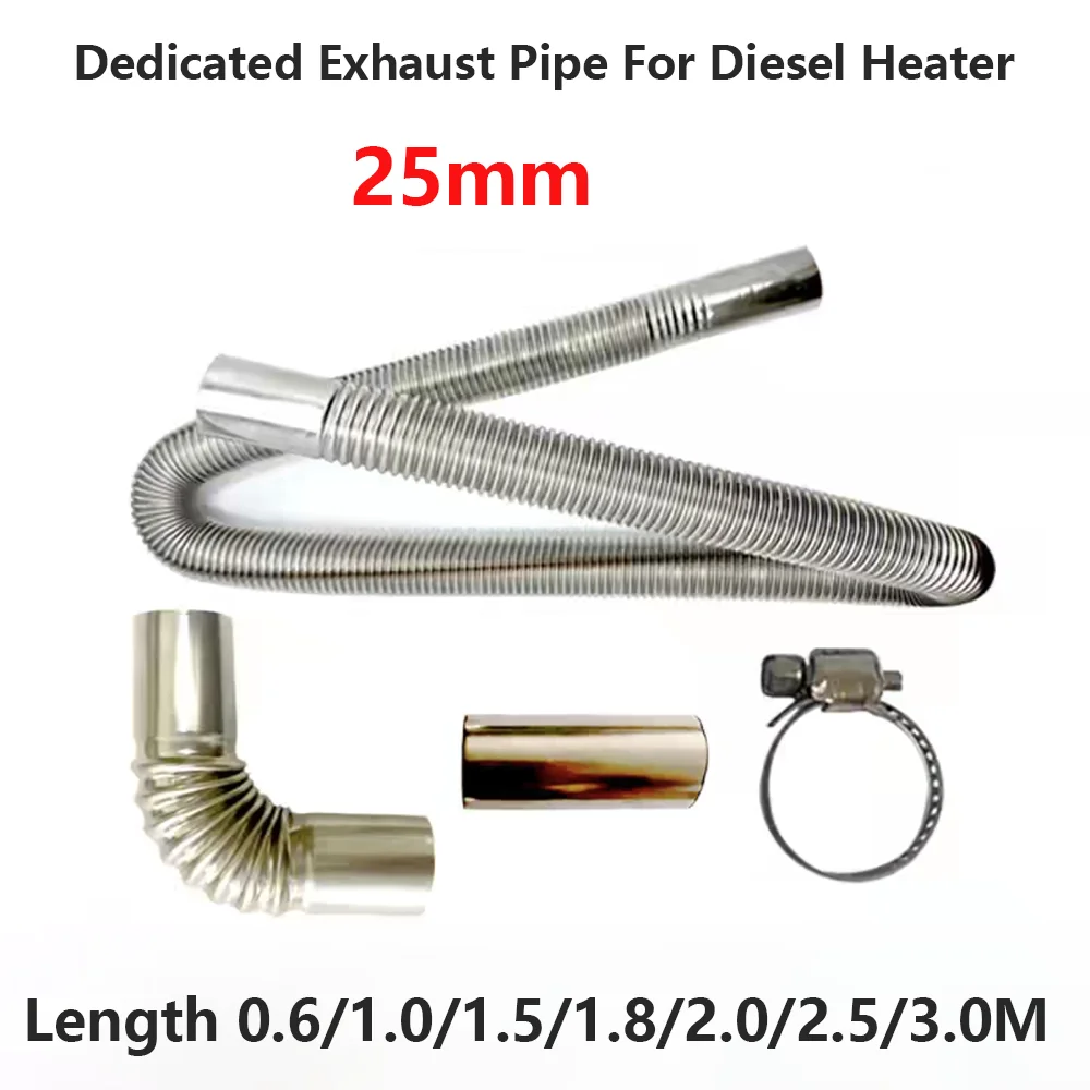 0.6M-3M Diesel Heater Dedicated Exhaust Pipe Stainless Steel Exhaust Pipe Parking Heater Smoke Eexhaust P06ipe