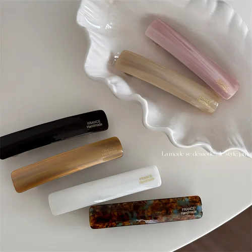 Imagen 2 del producto Clip de resorte de acetato con letras largas, horquilla holgada estándar dorada, pasadores laterales de temperamento de estilo coreano, tocados texturizados