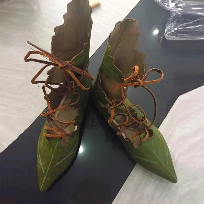 AIAI 2025 여성 고딕 중세 레트로 엘프 마녀 나뭇잎 레이스업 슈즈 코스프레 의상 빈티지 공주 궁전 카니발 파티 나이트