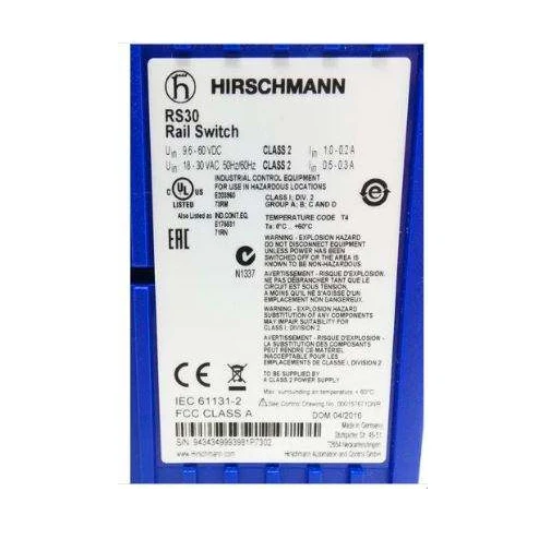 

RS30/RS20/RS40 Hirschmann Industrial Ethernet Switch For Power System And Industrial Production Essential Electrical Equipment