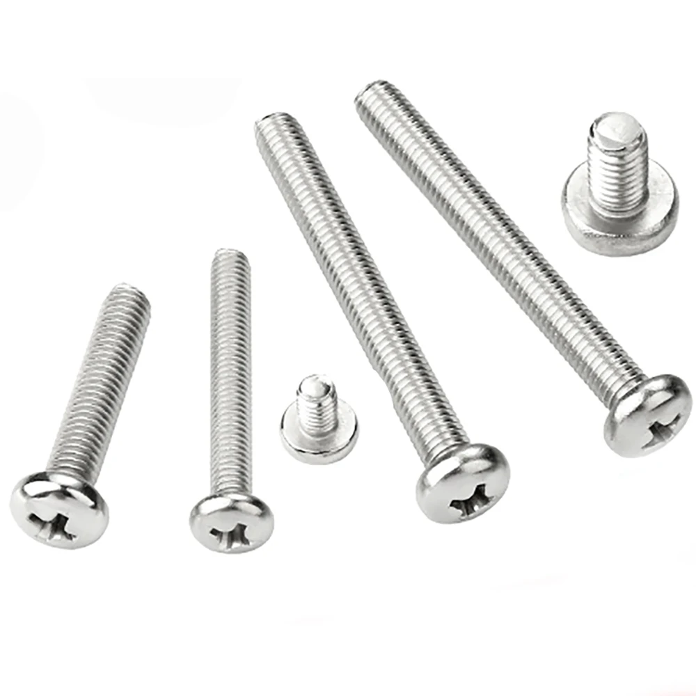 100pcs/lot Cross Recessed BM Pan Head Screws Nickel Plated Carbon Steel M2 M2.5 M3 M4 Phillips Machine Screws Grade 4.8 DIN7985
