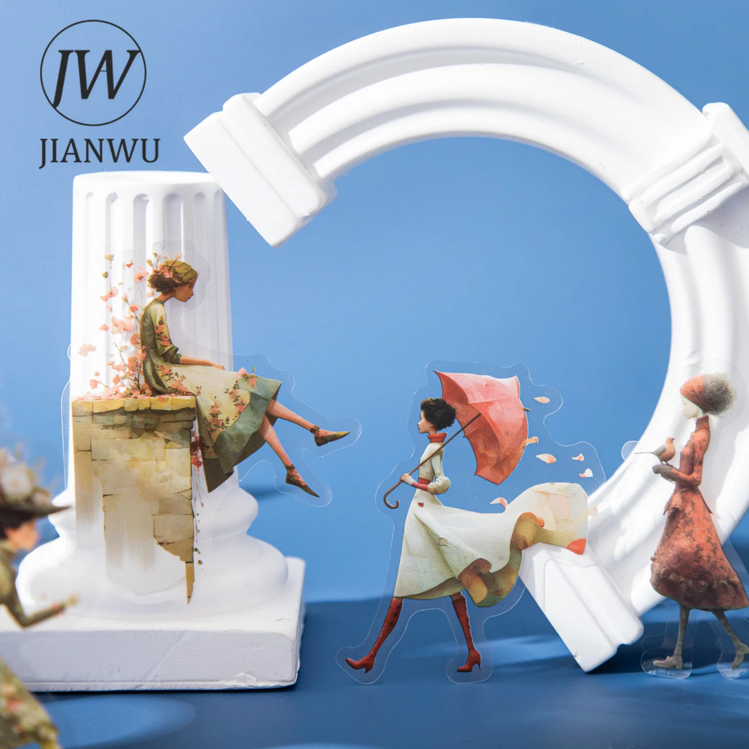 JIANWU Vintage Art Character Flower Landscape Material Collage Scrapbooking PET Sticker Creative DIY Journal Stationery view 3