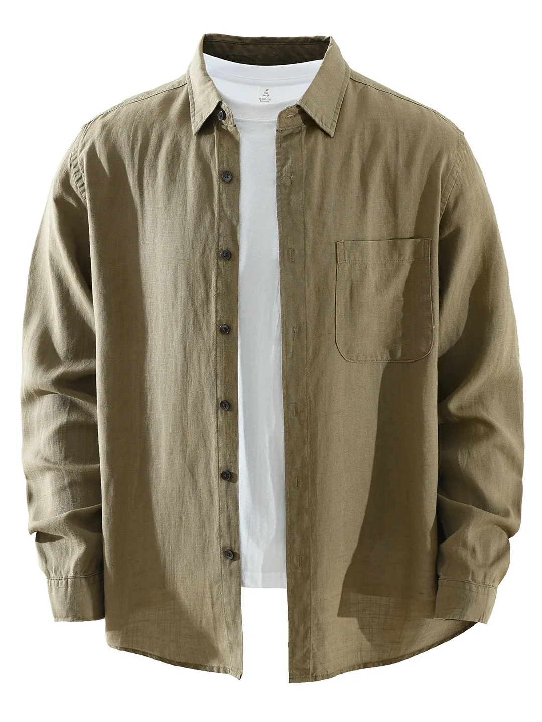 

Japanese Sle Casual Loose Long Sve irt Men's Faionable Versatile Artistic Linen Collarl Top Daily Wear Polyester ...