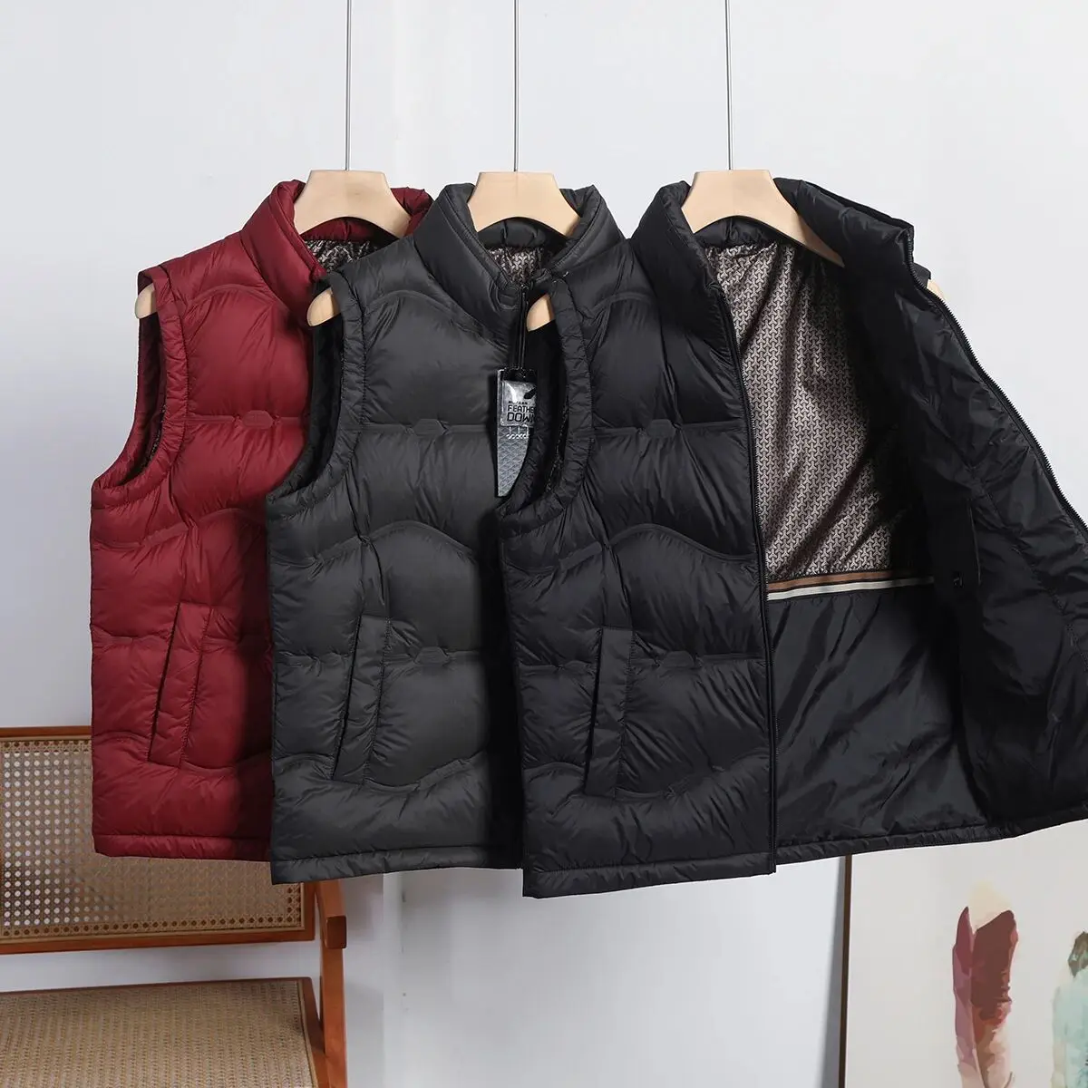 

Новая мужская повседневная пуховая жилетка National Stand: теплая, с воротником-стойкой, зимняя, модная, городская, свободного кроя, однотонная