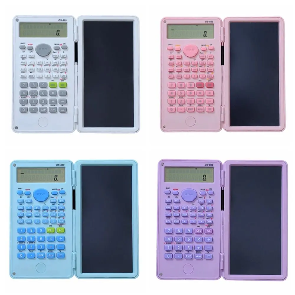 2 IN 1 Scientific Calculator with LCD Notepad 12 Digits Foldable Math Calculator Portable Handwriting Board School Office