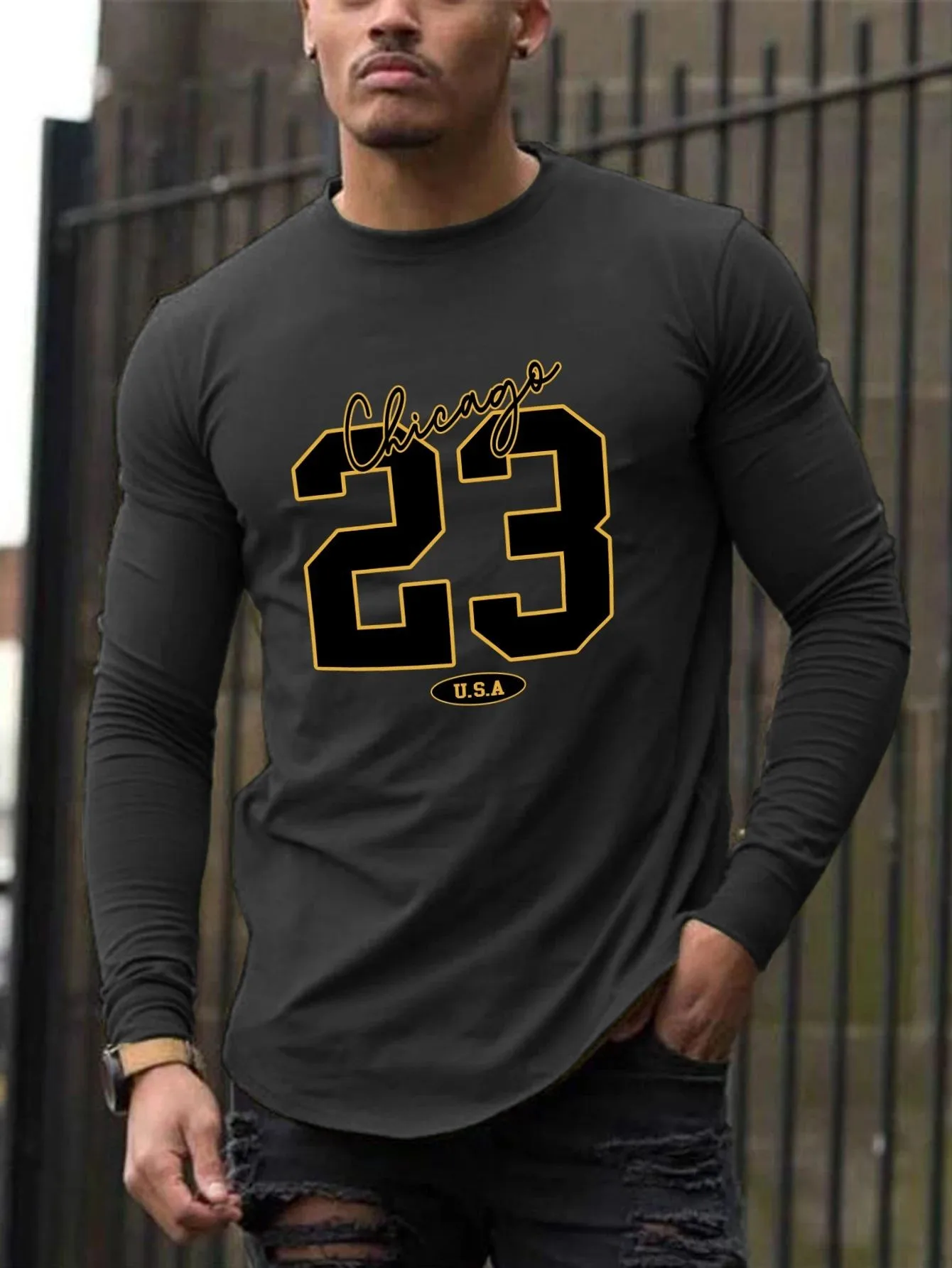 เสื้อยืดแขนยาวผู้ชายรุ่นใหม่สำหรับฤดูใบไม้ผลิและฤดูใบไม้ร่วงปี 2025 มีลักษณะลำลองและสวมใส่สบายด้วยการพิมพ์ลายดิจิทัล 3 มิติ