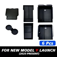TEKSY 1/2/3/4/6/7/8pcs For Tesla New Model Y 2025 2026 Juniper ABS with Silicone Non-slip Mat Console & Armrest Storage Box 4