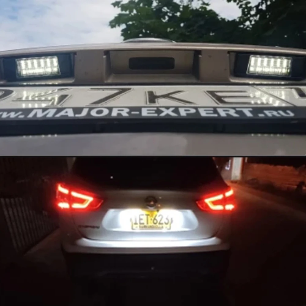 2pcs LED License Plate Light For Nissan Qashqai J11 Primera P12 Pathfinder R51 X-Trail T31 Juke F15 Micra Versa Infiniti Q50