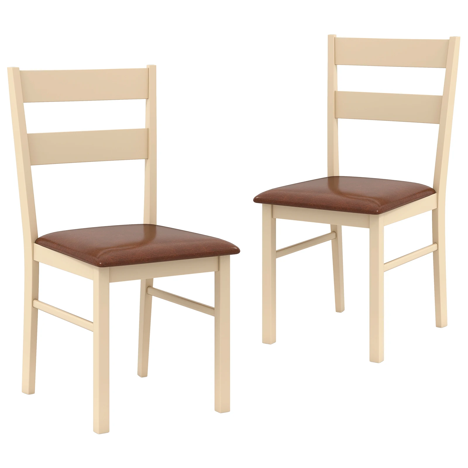 

Wooden dining chair set of 2 with rubber wood frame padded seat for kitchen