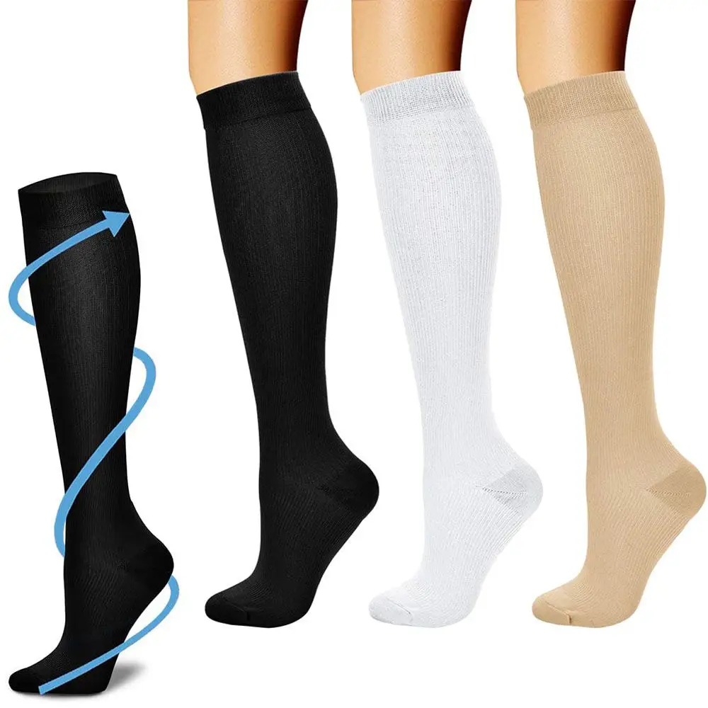 Unisex Soft Travel Stockings Anti-Fatigue Knee High Compression Socks Flight Unisex Comfortable