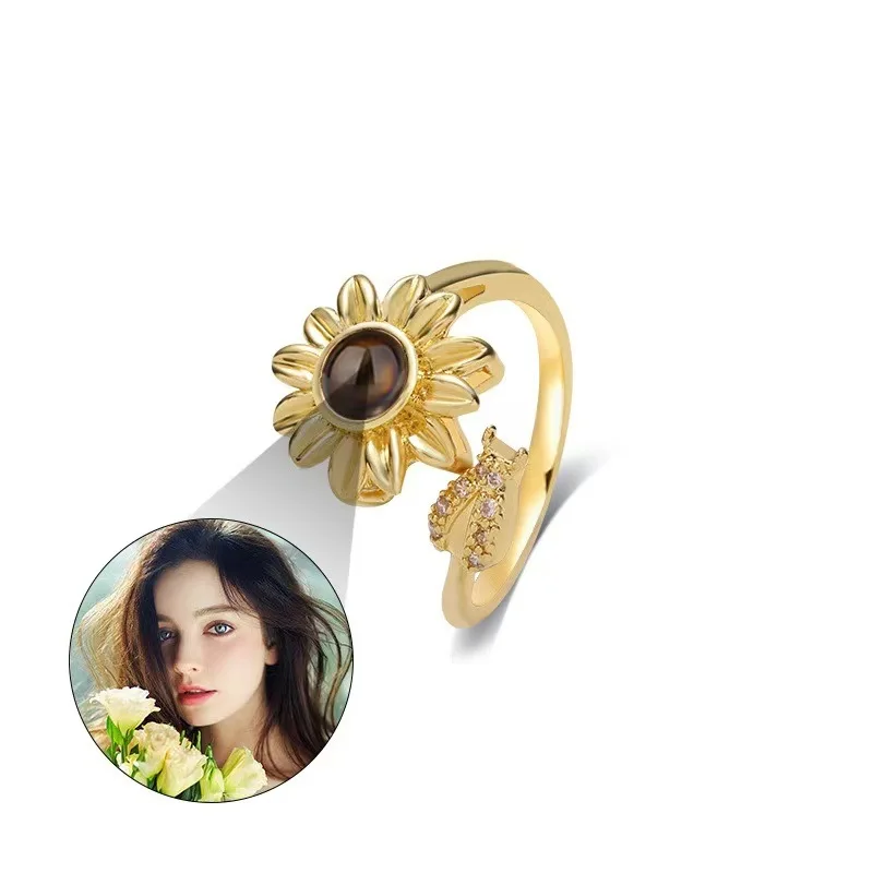 Custom Projection Photo Ring with Sunflower Shaped Projection ring Women Personalized Jewelry Gift Girlfriend Birthday Gift - Image 6