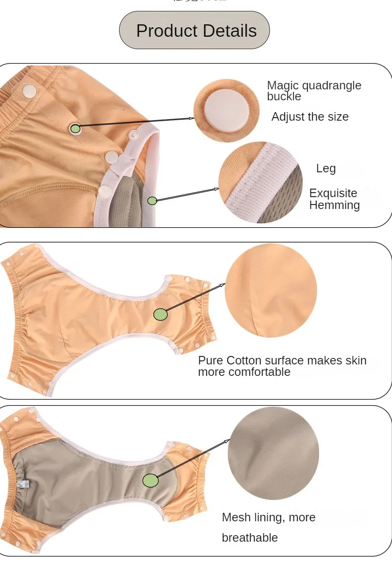 Pañal de tela para niños y adultos, ropa interior de algodón lavable, reutilizable, transpirable, a prueba de fugas