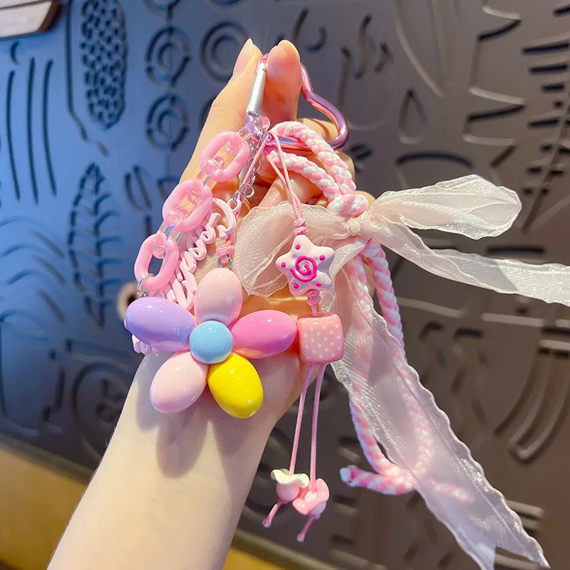 

Pink Keychain Pendant Cute Minimalist Bag Beaded Chain Decoration