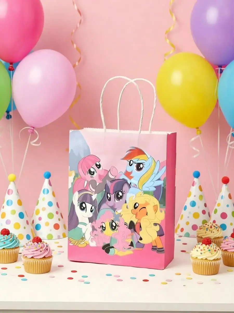 1/5/10/20/30 pcs New Gift Bags, Fashionable Cartoon Kraft Paper Tote Bags, Cute Animal Handle Packaging Bags, Anime Character view 2