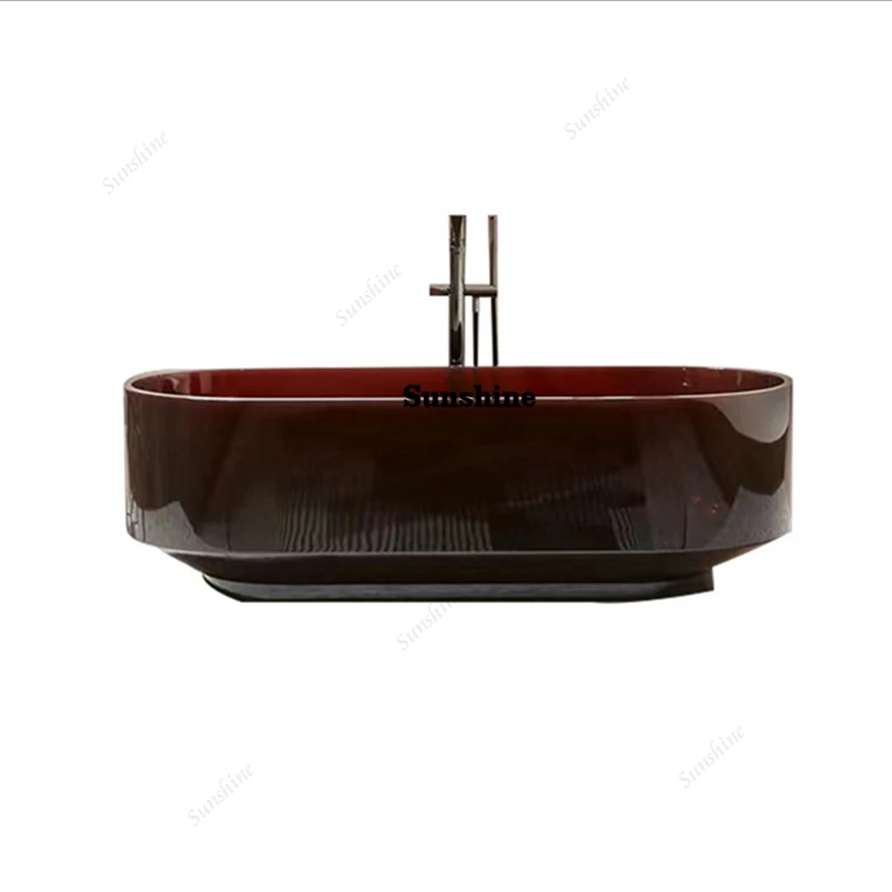 1700x750x580MM Advanced Resin Freestanding Bathtub Colourful Transparent Deep Cafe Pedestal Tub A1061CA